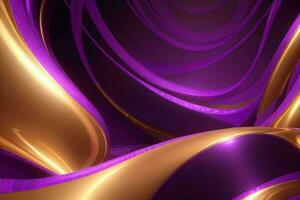 ai gegenereerd 3d renderen luxe stoutmoedig Purper en gouden abstract achtergrond. pro foto