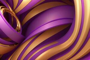 ai gegenereerd 3d renderen luxe stoutmoedig Purper en gouden abstract achtergrond. pro foto