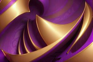 ai gegenereerd 3d renderen luxe stoutmoedig Purper en gouden abstract achtergrond. pro foto