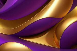 ai gegenereerd 3d renderen luxe stoutmoedig Purper en gouden abstract achtergrond. pro foto