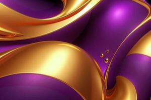 ai gegenereerd 3d renderen luxe stoutmoedig Purper en gouden abstract achtergrond. pro foto