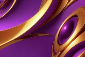 ai gegenereerd 3d renderen luxe stoutmoedig Purper en gouden abstract achtergrond. pro foto