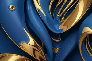 ai gegenereerd 3d renderen luxe blauw en gouden abstract achtergrond. pro foto