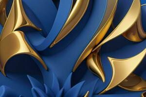 ai gegenereerd 3d renderen luxe blauw en gouden abstract achtergrond. pro foto