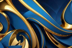 ai gegenereerd 3d renderen luxe blauw en gouden abstract achtergrond. pro foto
