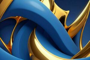 ai gegenereerd 3d renderen luxe blauw en gouden abstract achtergrond. pro foto