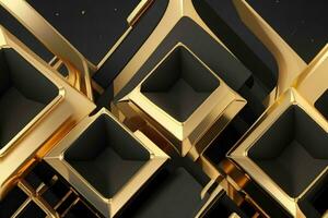 ai gegenereerd 3d renderen luxe zwart en gouden abstract achtergrond. pro foto