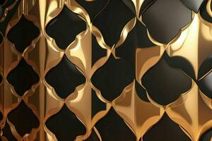 ai gegenereerd 3d renderen luxe zwart en gouden abstract achtergrond. pro foto