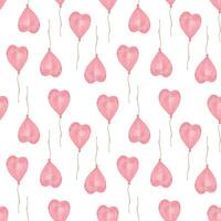 roze lucht ballonnen naadloos patroon waterverf illustratie, st Valentijn vakantie, liefde feestelijk decor elementen herhaling ornament voor geschenk papier, kleding stof, poster, kaarten foto