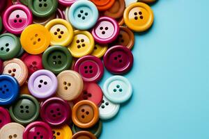 ai gegenereerd knop verscheidenheid veelkleurig naaien toetsen, perfect voor textiel ontwerp projecten foto