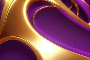 ai gegenereerd 3d renderen luxe stoutmoedig Purper en gouden abstract achtergrond. pro foto