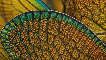 ai gegenereerd gedetailleerd visie van gouden vlinder foto