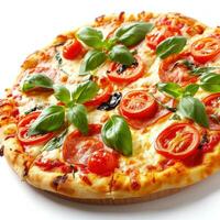 ai gegenereerd heet Italiaans pizza geïsoleerd Aan wit foto