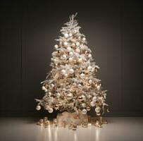 ai gegenereerd veel ornamenten sieren een groot Kerstmis boom, foto