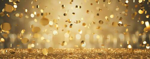 ai gegenereerd goud confetti vallend over- een abstract achtergrond voor een groot viering foto