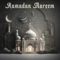 ai gegenereerd Ramadan kareem moskee achtergrond ontwerp, Ramadan mubarak groeten na, Ramadan viering foto