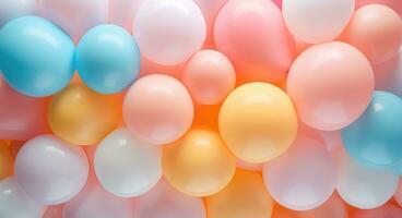 ai gegenereerd een groep van kleurrijk ballonnen in verschillend kleuren foto