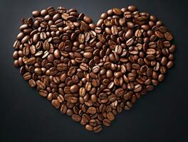 ai gegenereerd hart vormig koffie bonen gemaakt uit van bonen foto
