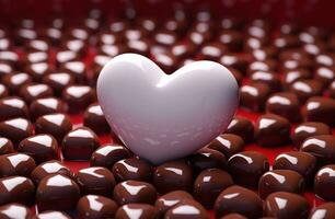 ai gegenereerd chocola hart vormig chocola behang foto