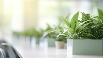 ai gegenereerd bureau planten kan verminderen spanning Bij werk foto