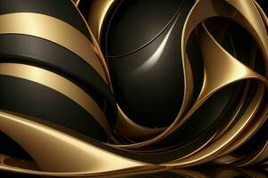 ai gegenereerd 3d renderen luxe zwart en gouden abstract achtergrond. pro foto