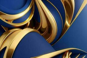 ai gegenereerd 3d renderen luxe blauw en gouden abstract achtergrond. pro foto