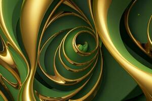 ai gegenereerd 3d renderen luxe groen en gouden abstract achtergrond. pro foto