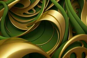 ai gegenereerd 3d renderen luxe groen en gouden abstract achtergrond. pro foto