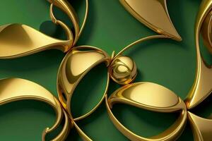 ai gegenereerd 3d renderen luxe groen en gouden abstract achtergrond. pro foto
