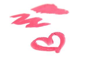 roze lippenstift swatch geïsoleerd Aan wit achtergrond, kunstmatig Product, borstel hartinfarct, vegen steekproef. foto
