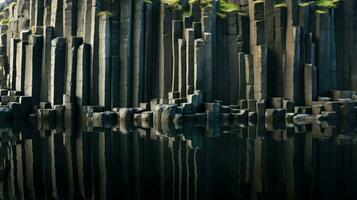 ai gegenereerd natuur basalt kolommen landschap foto