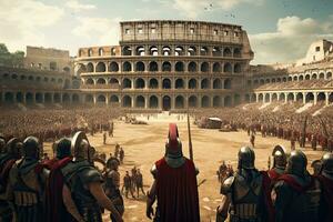 ai gegenereerd Romeins colosseum in Rome, Italië. Romeins colosseum is een van de hoofd toerist attracties in Rome, ai gegenereerd foto
