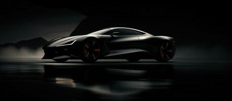 ai gegenereerd sport auto concept auto in donker tafereel, foto