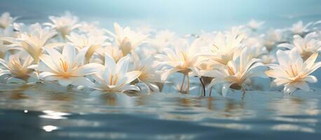 ai gegenereerd wit lelie bloemen in de water, foto