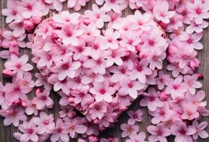 ai gegenereerd roze bloemen hart vormig foto