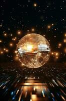 ai gegenereerd helder disco bal met disco bal Bij nacht foto