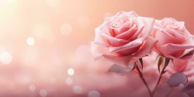 ai gegenereerd roze roos in achtergrond foto