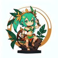 ai gegenereerd schattig chibi krijger anime avatar gamer icoon klem kunst sticker decoratie gemakkelijk achtergrond foto