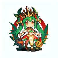 ai gegenereerd schattig chibi krijger anime avatar gamer icoon klem kunst sticker decoratie gemakkelijk achtergrond foto