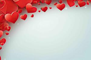 ai gegenereerd Valentijn rood banier achtergrond met harten voor Valentijnsdag dag foto