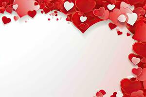 ai gegenereerd Valentijn rood banier achtergrond met harten voor Valentijnsdag dag foto
