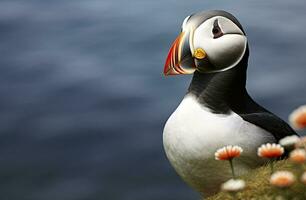 ai gegenereerd atlantic papegaaiduiker vogel. ai gegenereerd foto