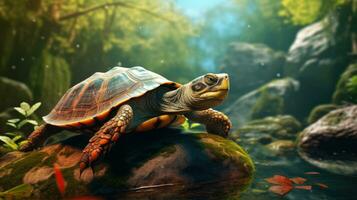 ai gegenereerd schildpad in wild natuur foto