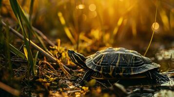 ai gegenereerd schildpad in wild natuur foto