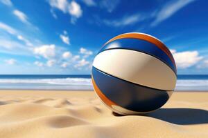 ai gegenereerd volleybal bal Aan zand strand foto