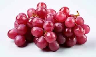 ai gegenereerd klein rood druiven Aan een wit achtergrond foto