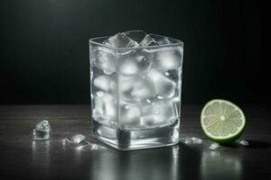 ai gegenereerd gin tonic plons met ijs kubussen. pro foto