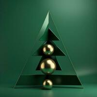 ai gegenereerd groen 3d model- Kerstmis boom in de groen foto