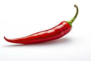 ai gegenereerd een rood Chili peper is geïsoleerd Aan een wit achtergrond. ai gegenereerd foto