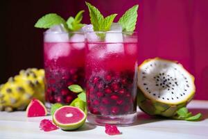 ai gegenereerd pitahaya of draak fruit mojito. generatief ai foto